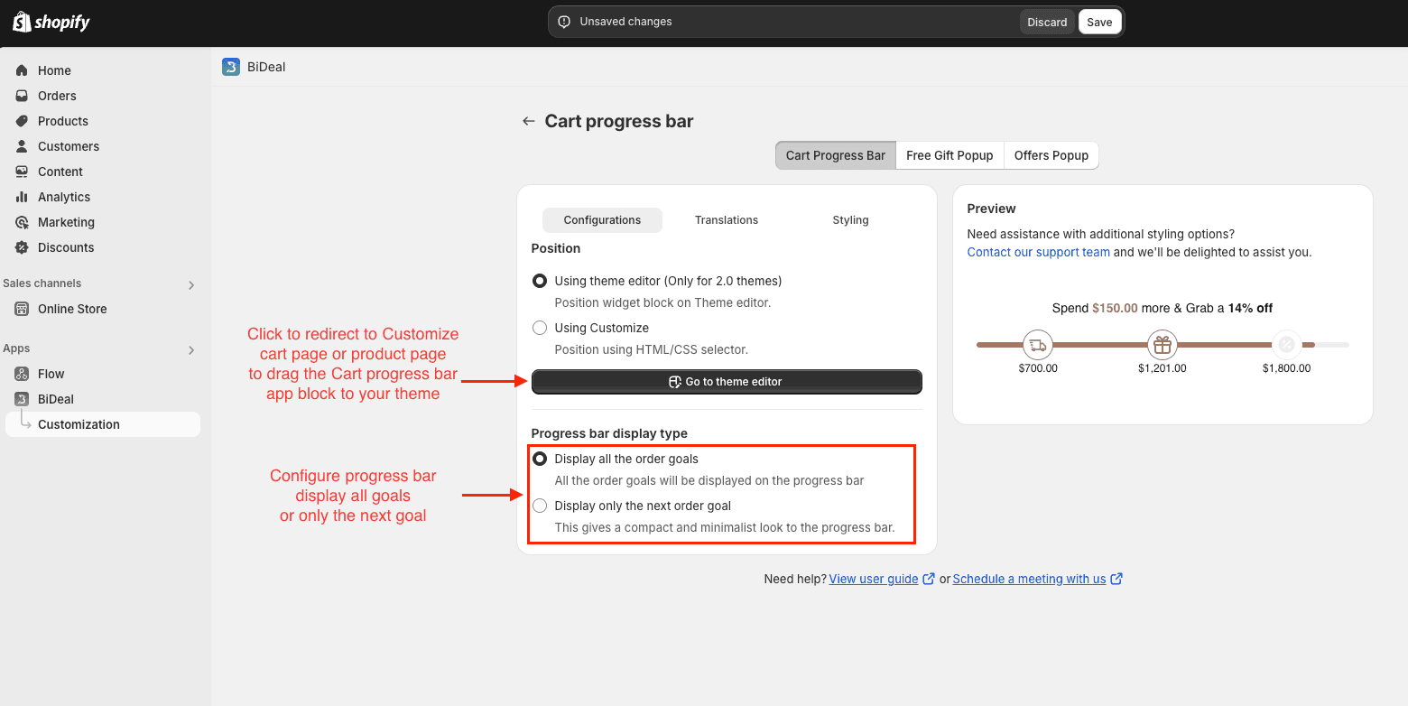 free shipping configure discount position
