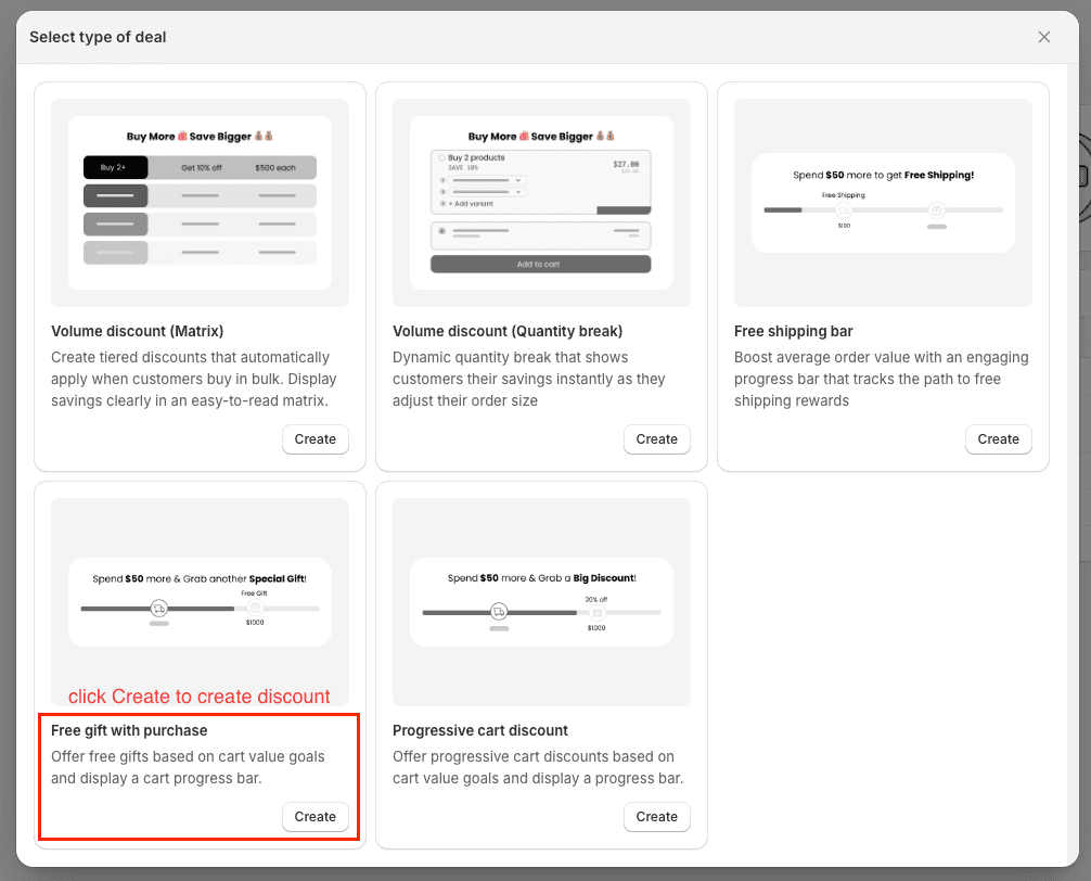 create free gift with purchase popup