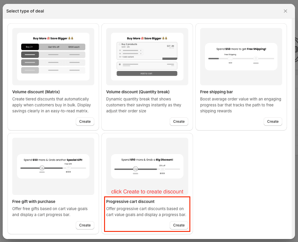 create progressive cart value goal popup