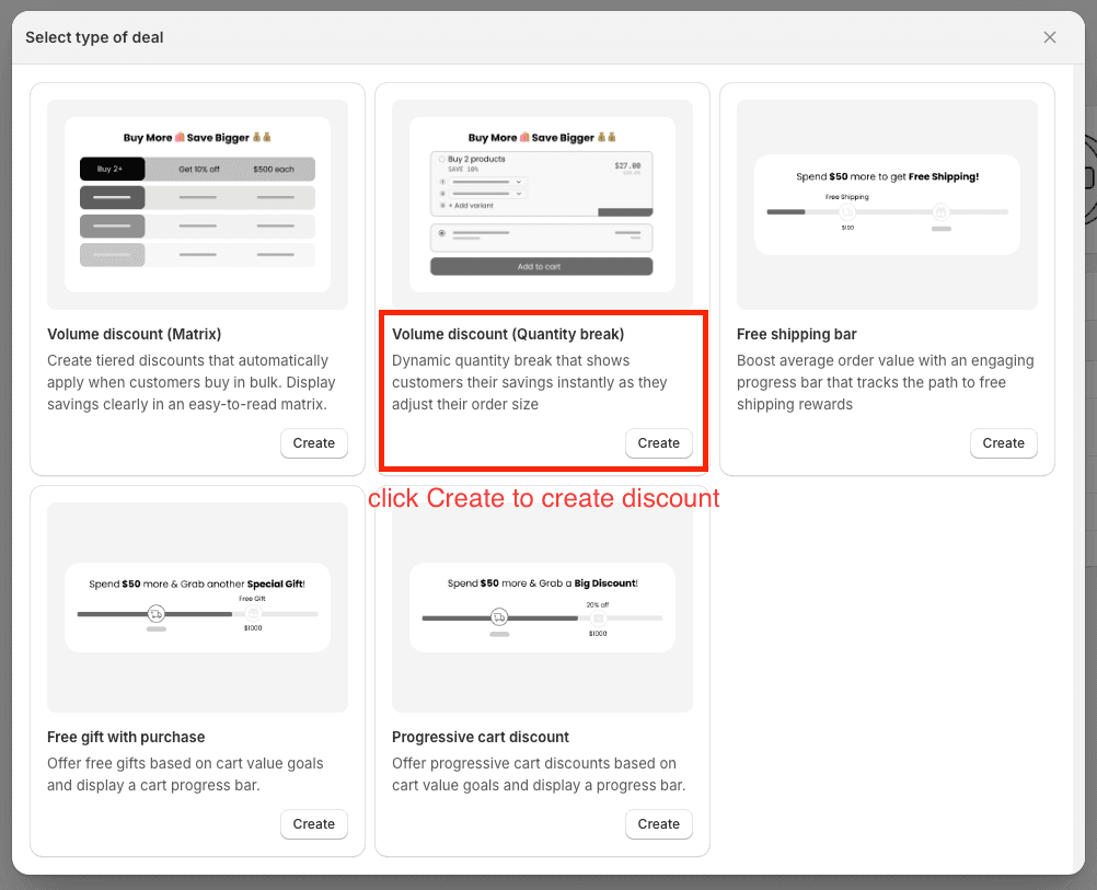 create quantity break discount popup
