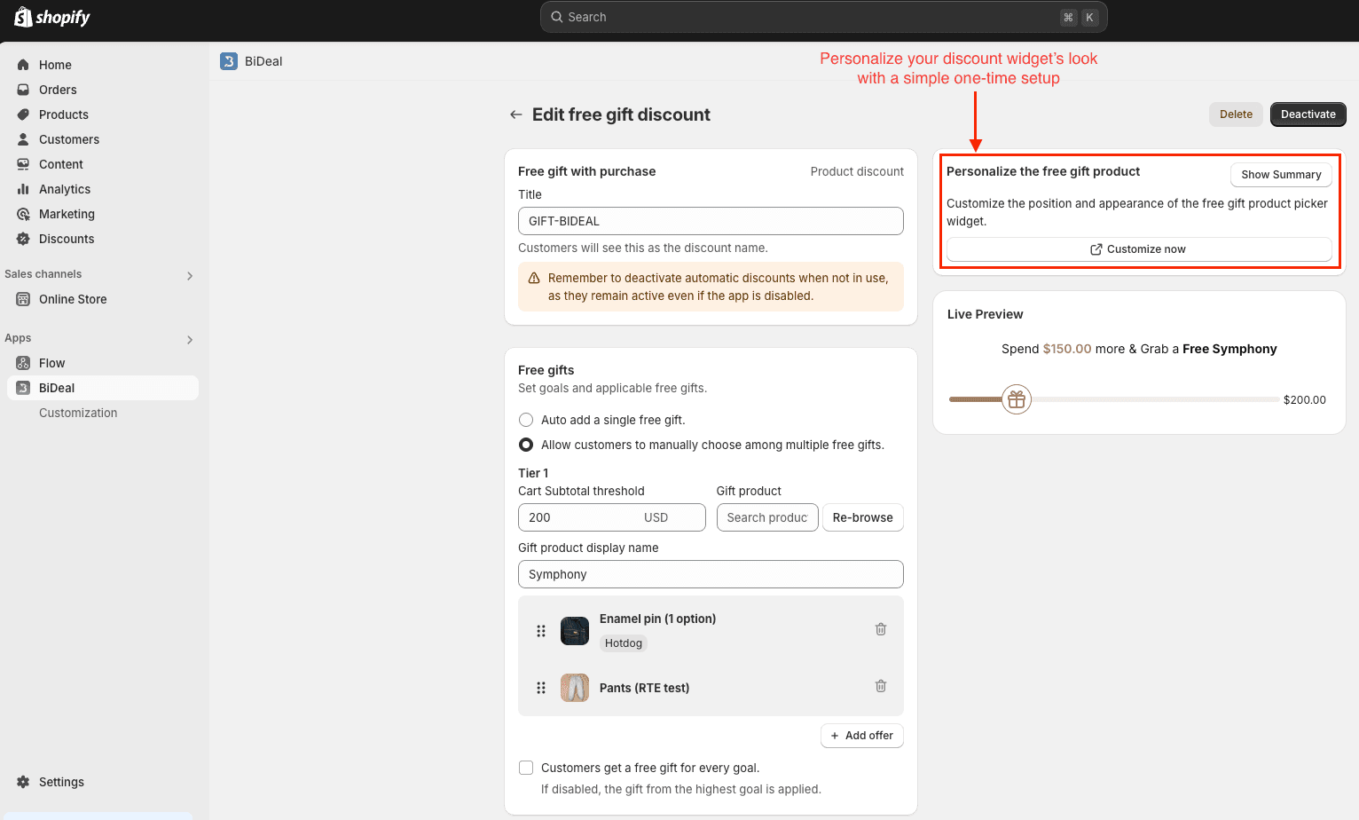 personalize styling free shipping widget