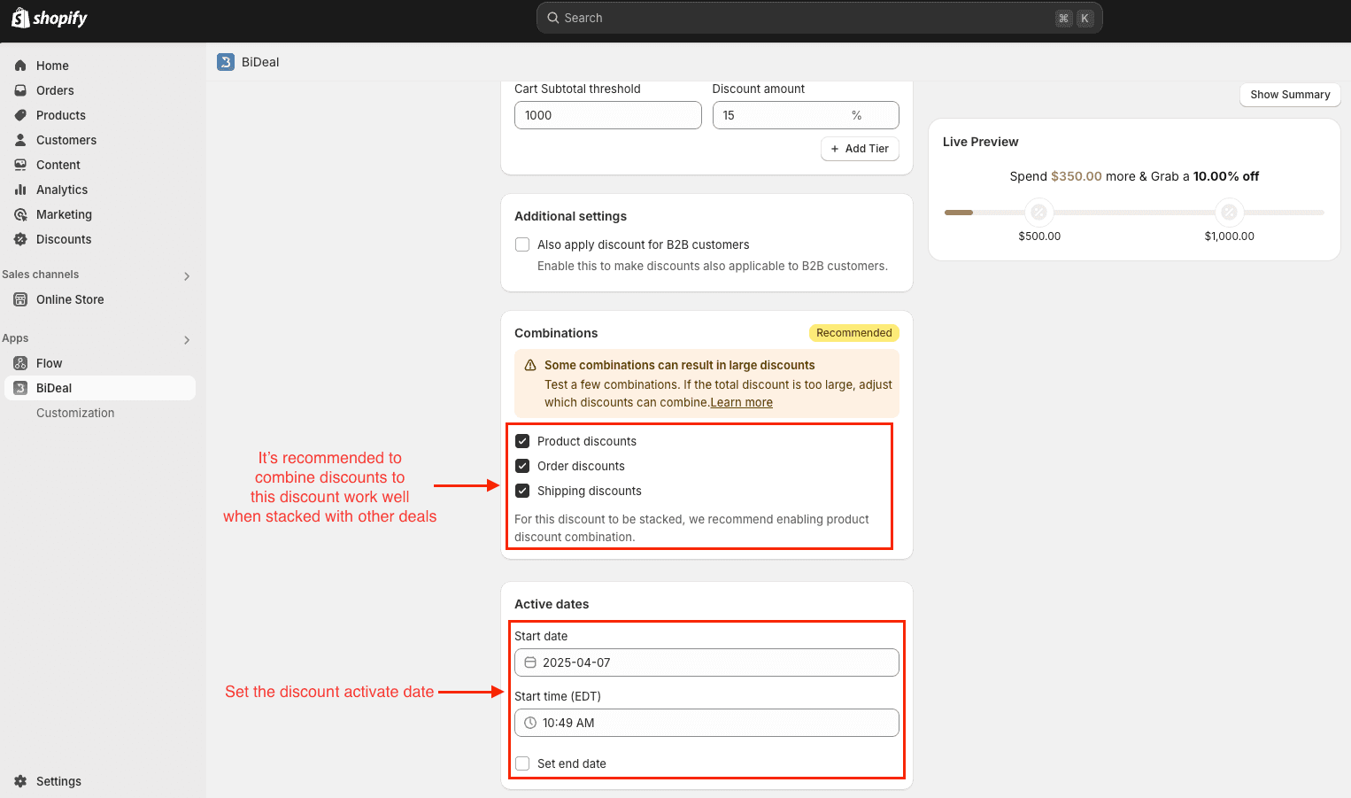 progressive cart value discount strategy combinations