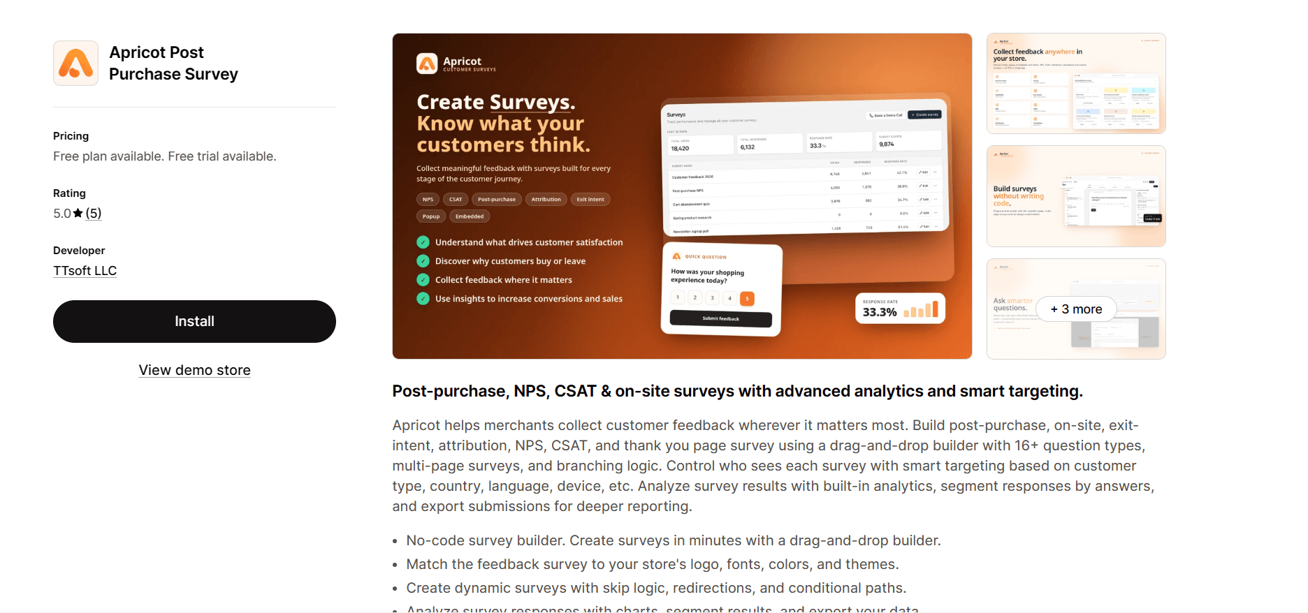 Apricot Post Purchase Survey on the Shopify App Store