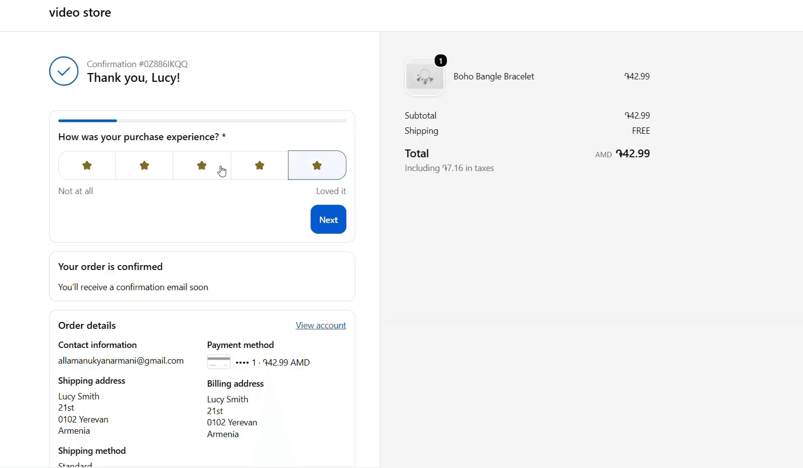 Customer survey on the Shopify thank you page