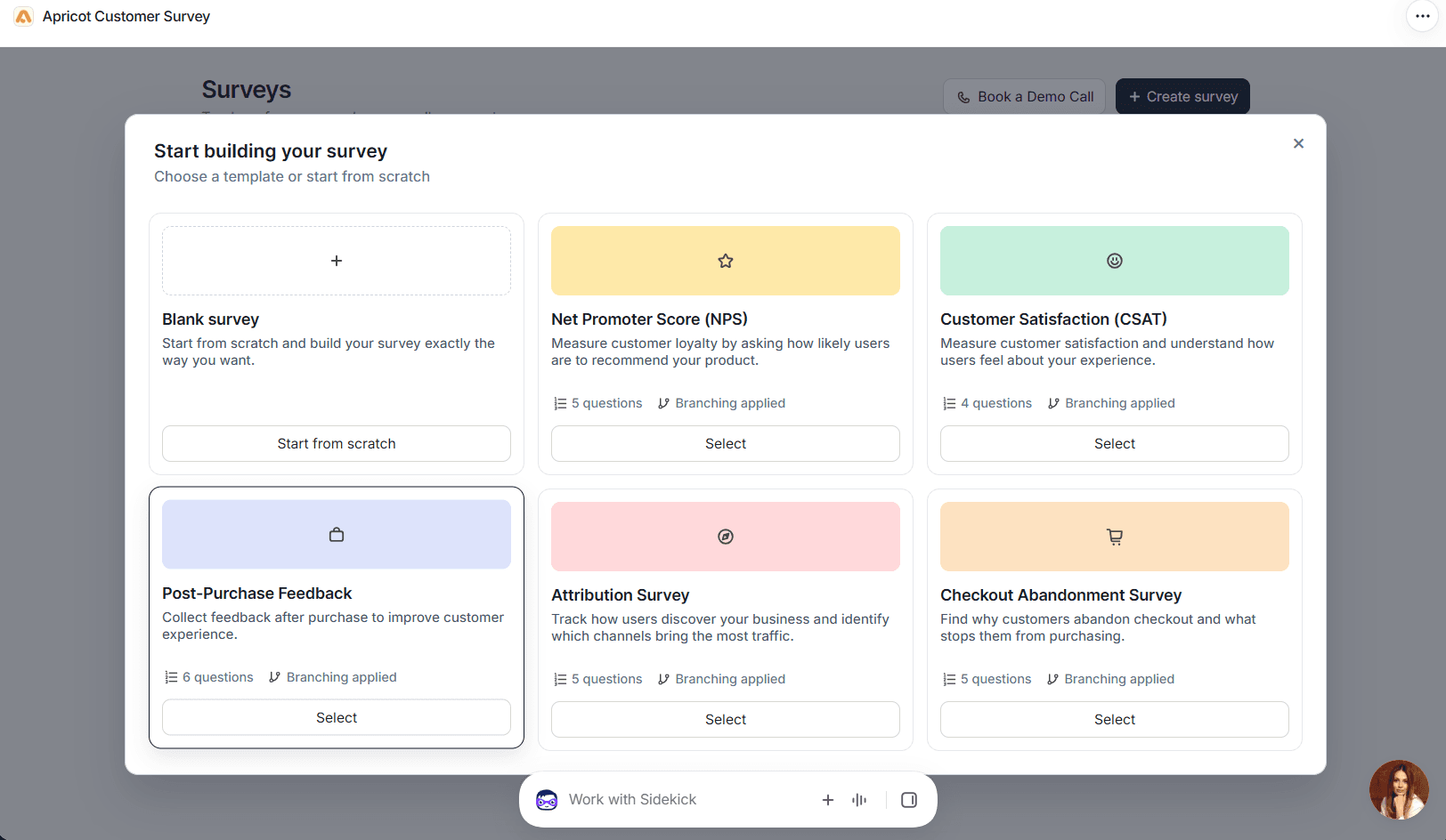 Choose a survey template in Apricot