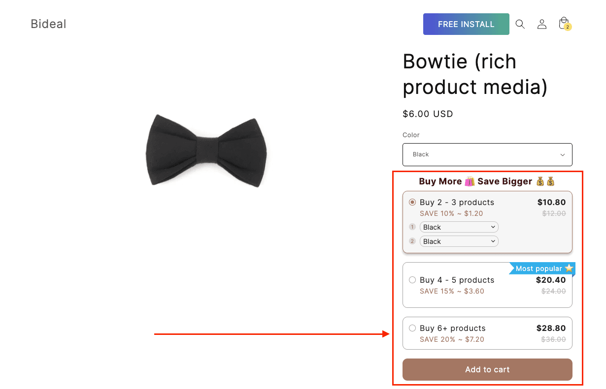verify quantity break widget on storefront